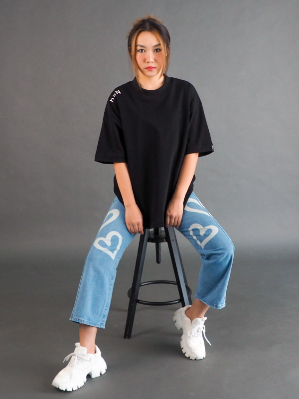 null hypothesis female model wearing denim jean